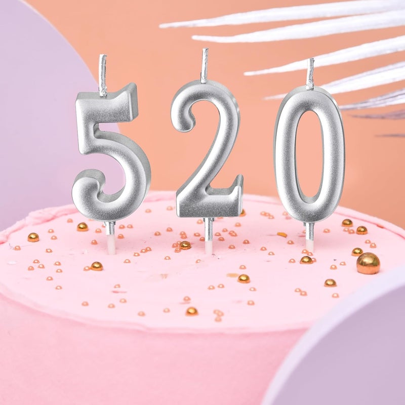 PHD CAKE 10-Pieces Silver Numeral Birthday Candles, Cake Numeral Candles Number 0-9 Glitter Cake Topper Decoration for Birthday,Wedding Anniversary,Party Celebration - Image 2